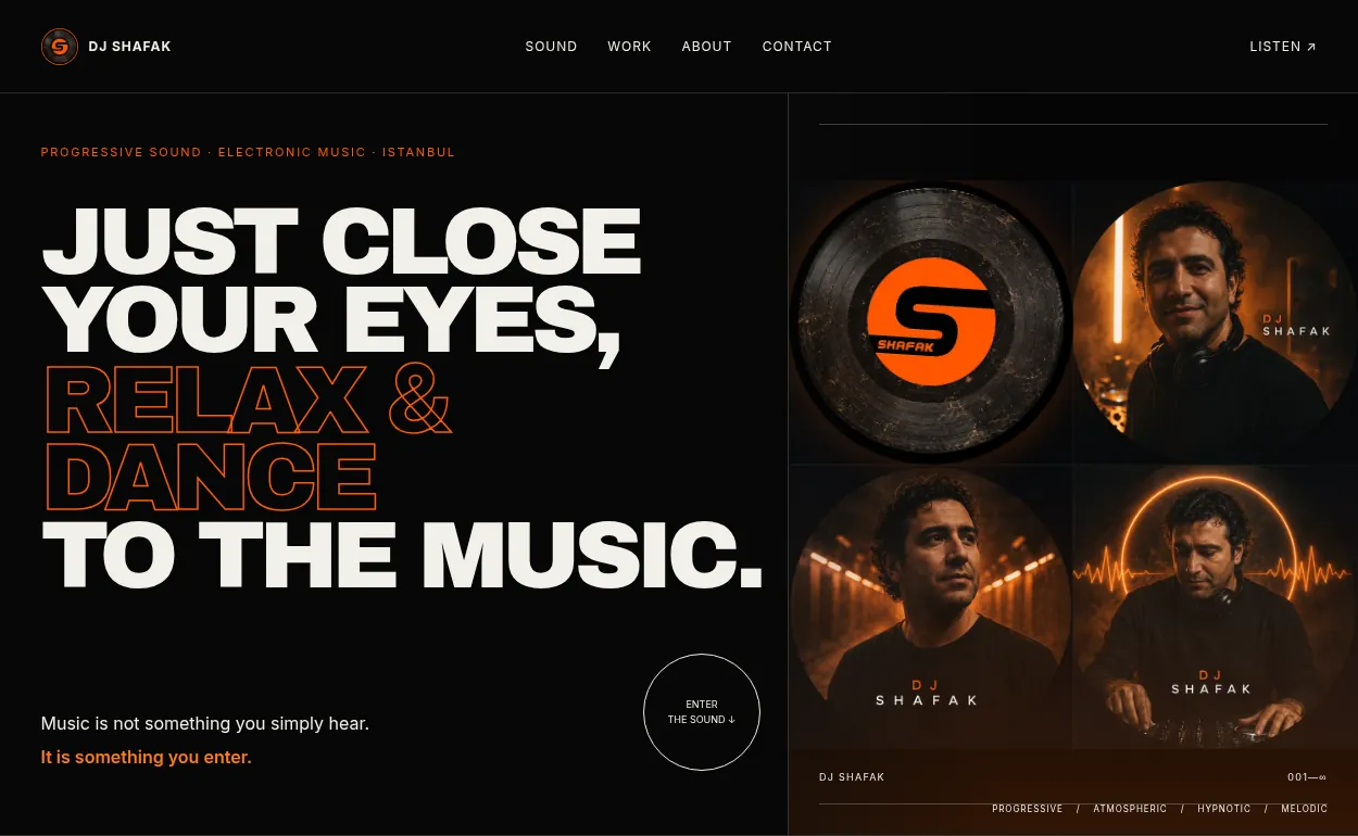 DJ Şafak web sitesi projesi