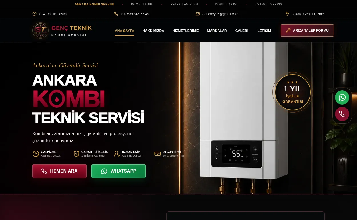 Genç Teknik Servis web sitesi projesi