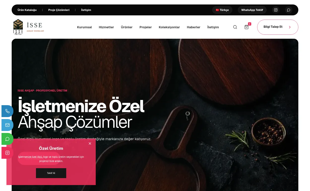 İsse Ahşap web sitesi projesi
